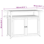 Carrito de bar madera maciza de teca 120x50x90 cm