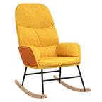 Silla mecedora de tela amarillo mostaza