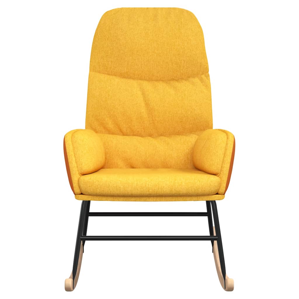 Silla mecedora de tela amarillo mostaza