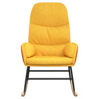 Silla mecedora de tela amarillo mostaza