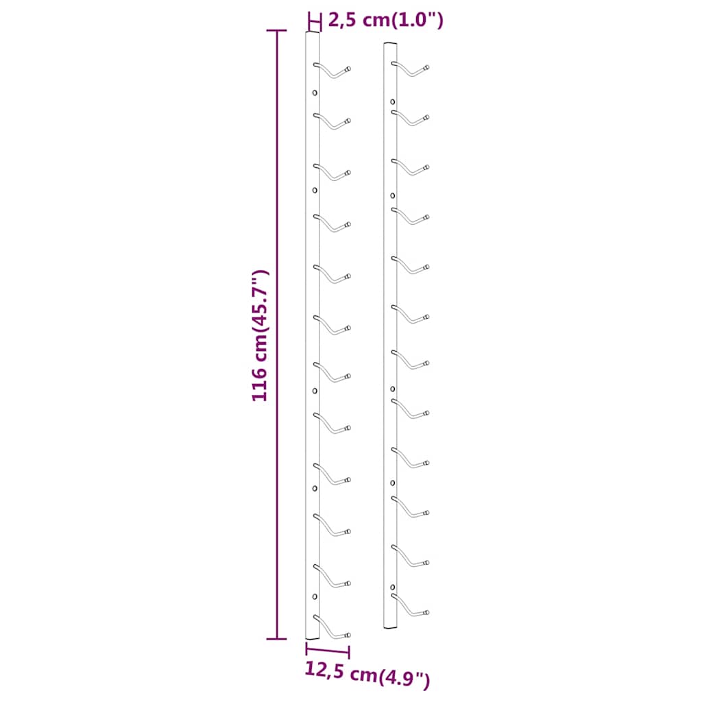 Botellero de pared para 12 botellas 2 unidades hierro blanco