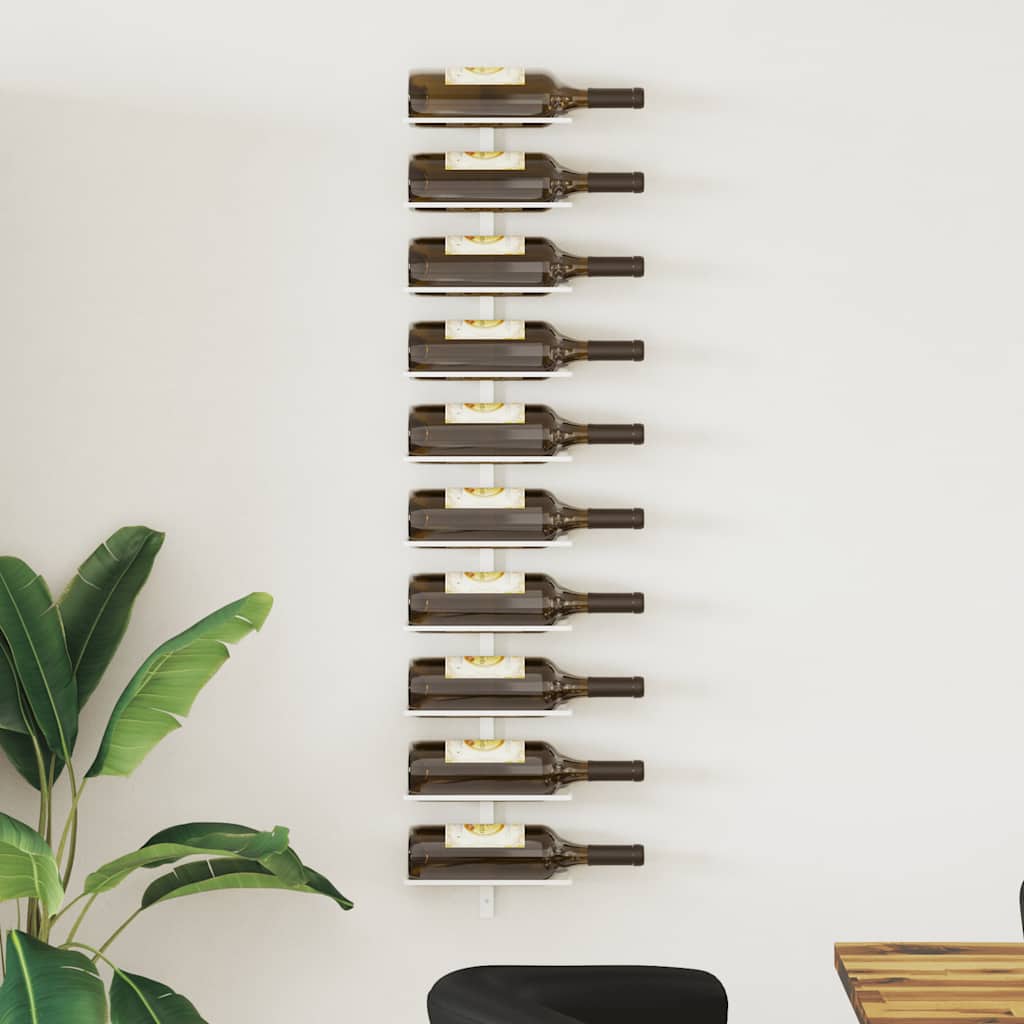 Botellero de pared para 10 botellas 2 unidades metal blanco