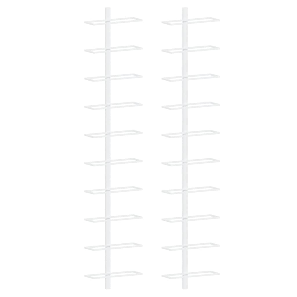 Botellero de pared para 10 botellas 2 unidades metal blanco