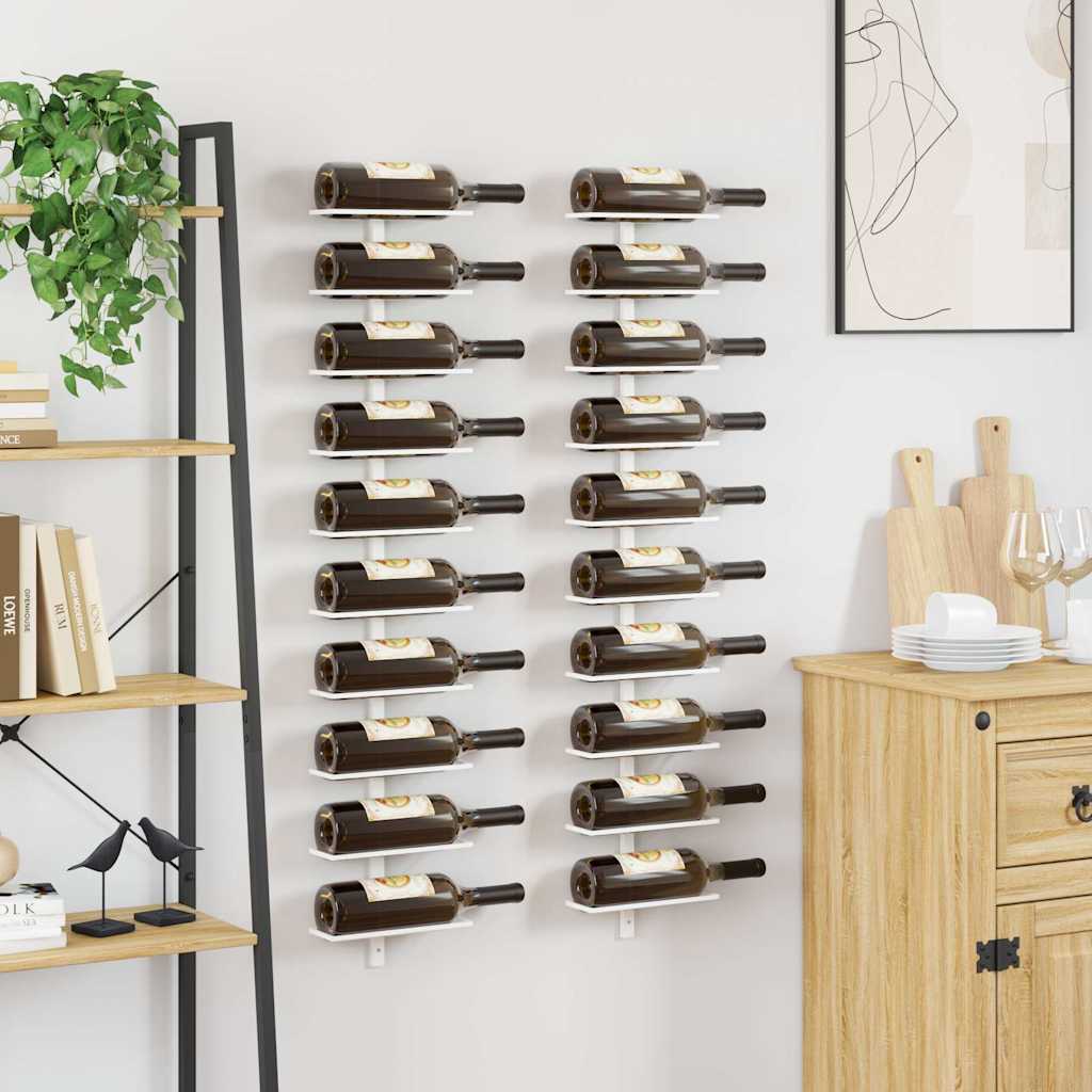 Botellero de pared para 10 botellas 2 unidades metal blanco