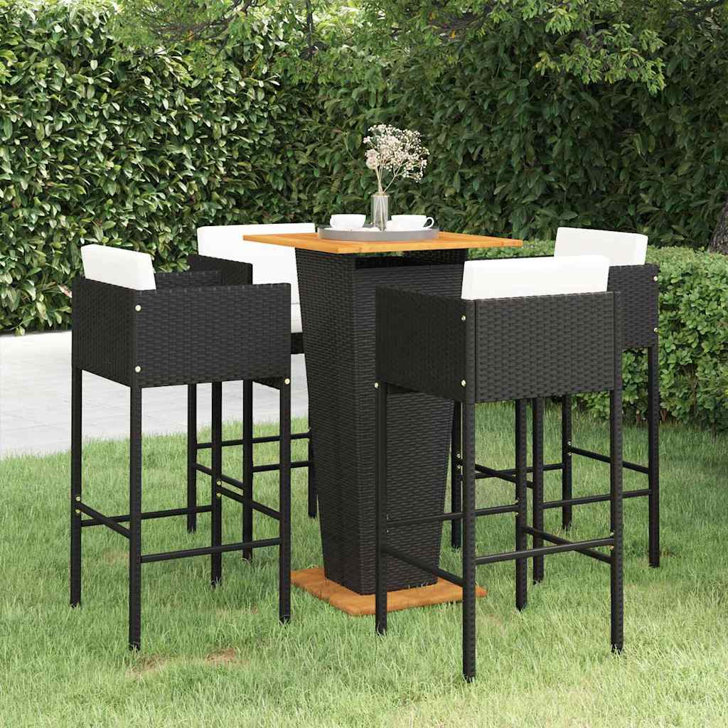 Conjunto de bar para jardín 3 piezas ratán sintético gris