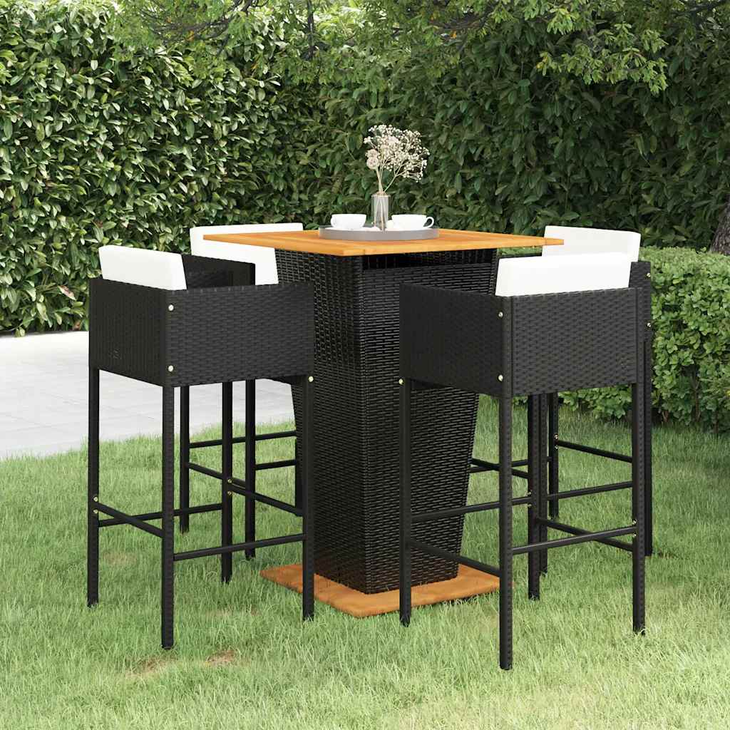 Conjunto de bar para jardín 3 piezas ratán sintético gris