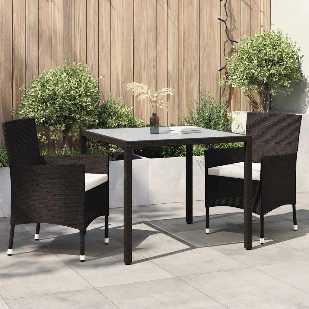 Juego comedor de jardín 5 pzas y cojines ratán sintético blanco