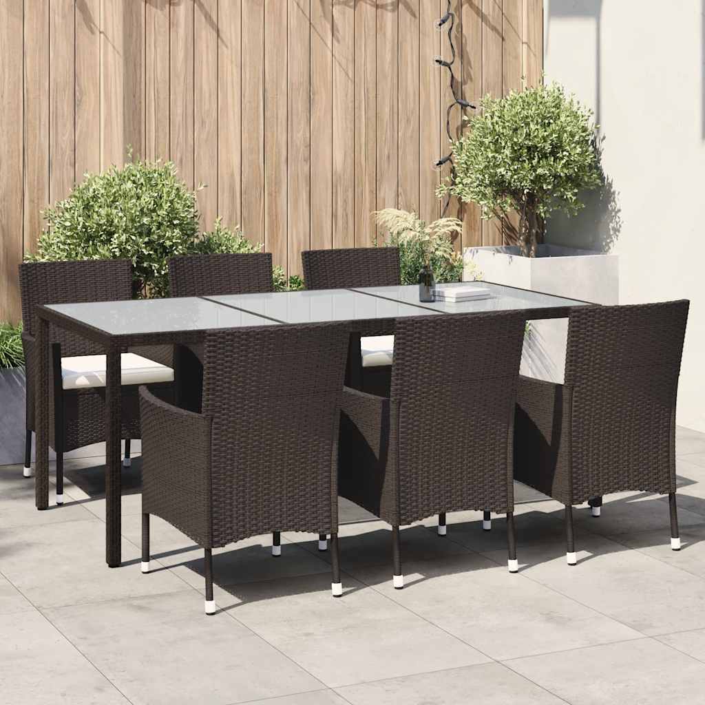 Juego comedor de jardín 5 pzas y cojines ratán sintético blanco