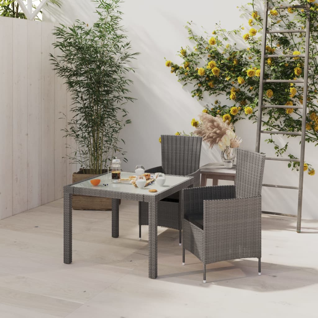 Juego comedor de jardín 5 pzas y cojines ratán sintético blanco
