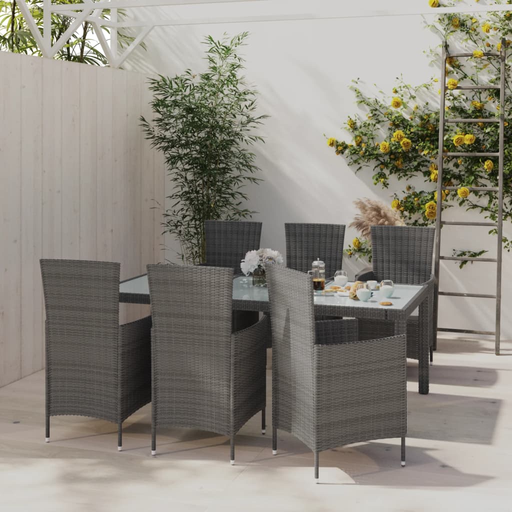 Juego comedor de jardín 5 pzas y cojines ratán sintético blanco