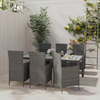 Juego comedor de jardín 5 pzas y cojines ratán sintético blanco