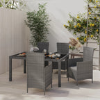 Juego comedor de jardín 5 pzas y cojines ratán sintético blanco