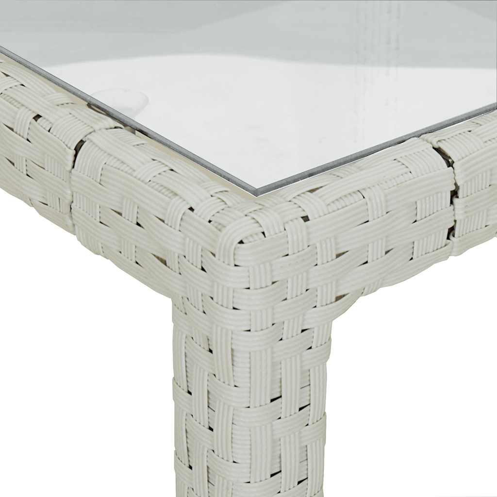 Juego comedor de jardín 5 pzas y cojines ratán sintético blanco