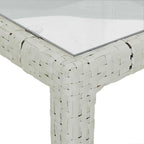 Juego comedor de jardín 5 pzas y cojines ratán sintético blanco