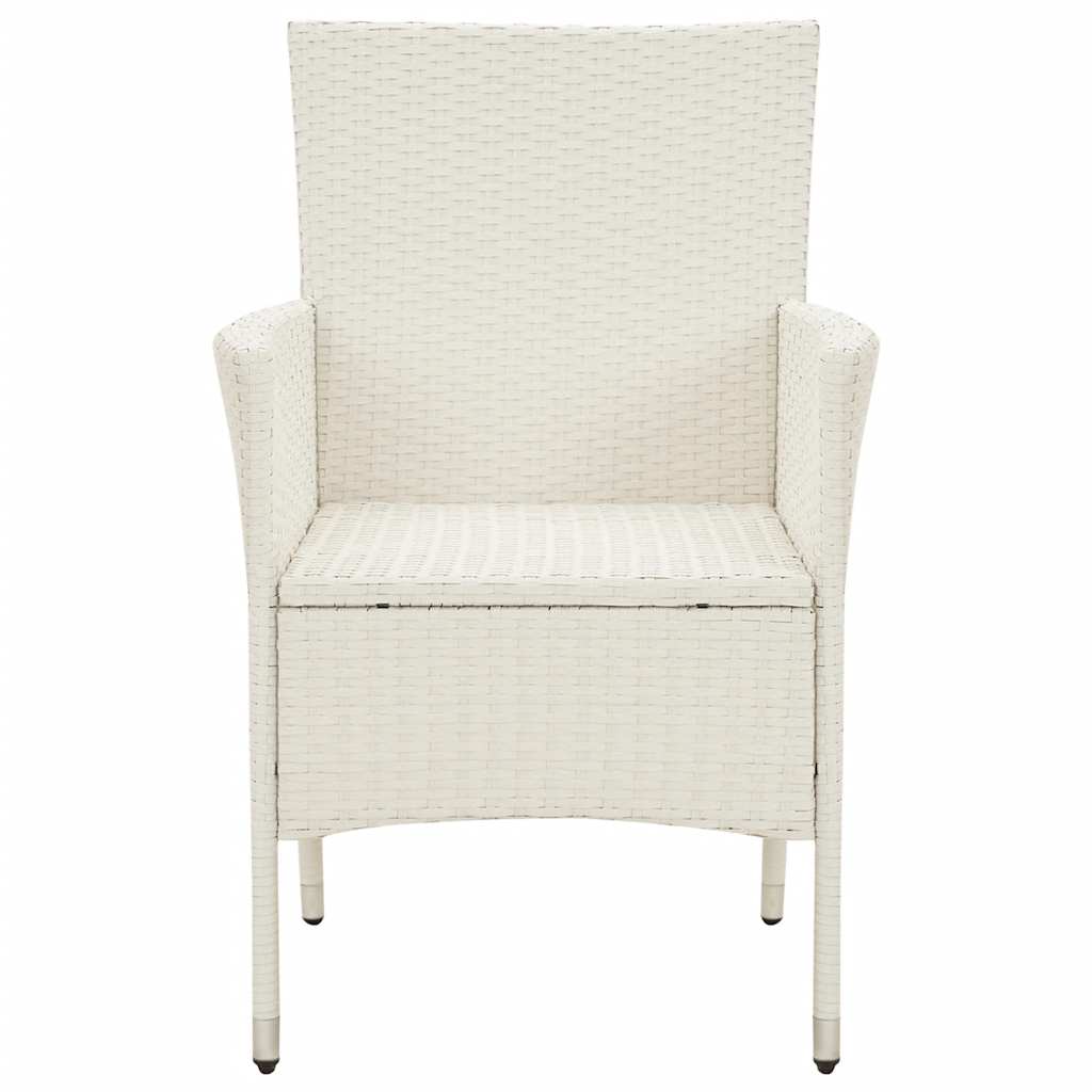 Juego comedor de jardín 5 pzas y cojines ratán sintético blanco