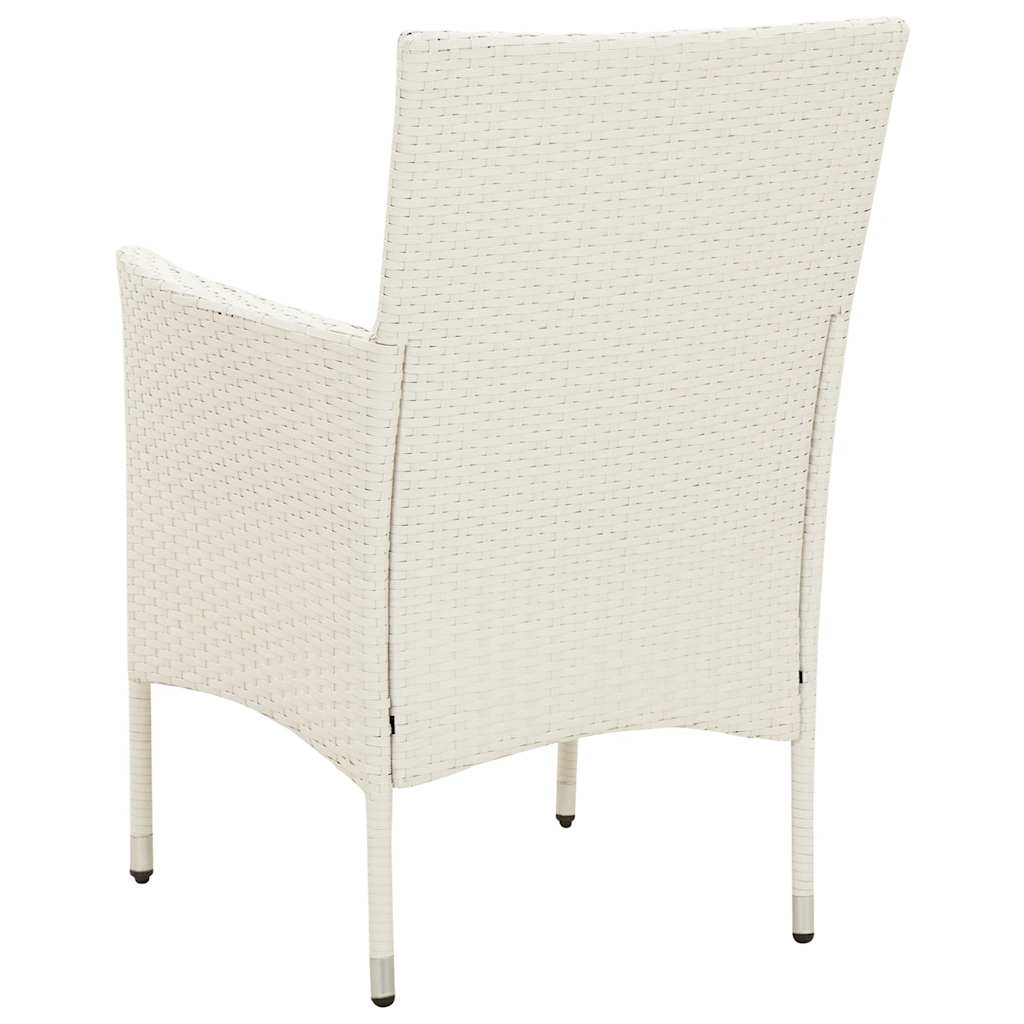 Juego comedor de jardín 5 pzas y cojines ratán sintético blanco