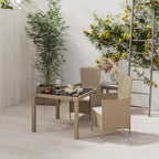 Juego comedor de jardín 5 pzas y cojines ratán sintético blanco