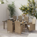 Juego comedor de jardín 5 pzas y cojines ratán sintético blanco