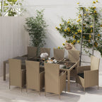 Juego comedor de jardín 5 pzas y cojines ratán sintético blanco