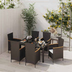 Juego comedor de jardín 5 pzas y cojines ratán sintético blanco