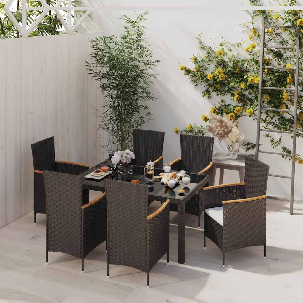 Juego comedor de jardín 5 pzas y cojines ratán sintético blanco