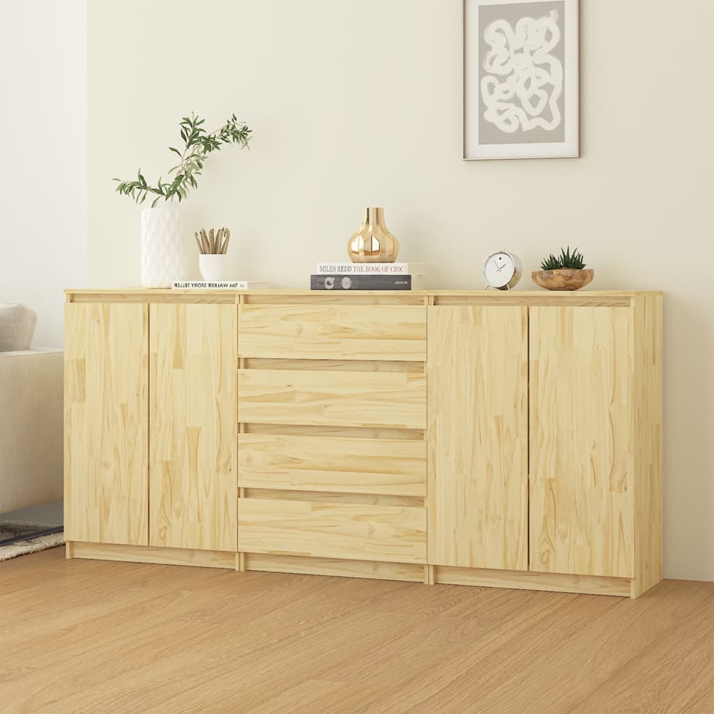 Armario auxiliar 3 unidades madera maciza de pino blanco