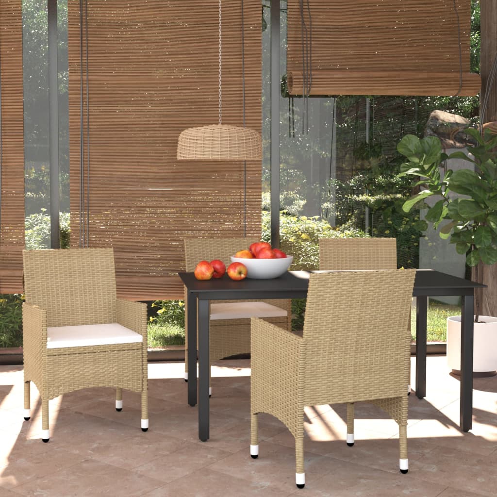 Juego de comedor de jardín de 5 piezas blanco