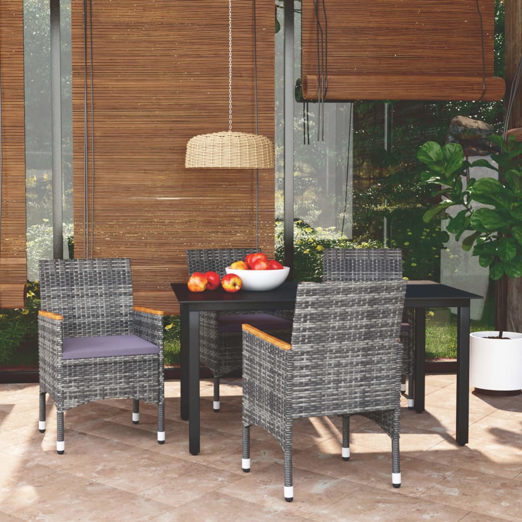 Juego de comedor de jardín de 5 piezas blanco