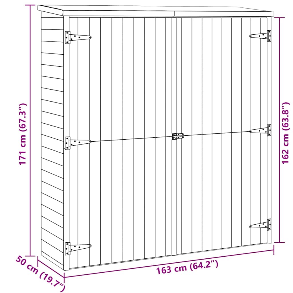 Cobertizo de herramientas madera pino maciza 163x50x171 cm