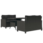 Set comedor de jardín 3 pzas con cojines ratán sintético negro