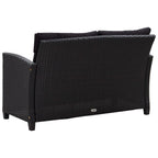 Set comedor de jardín 3 pzas con cojines ratán sintético negro