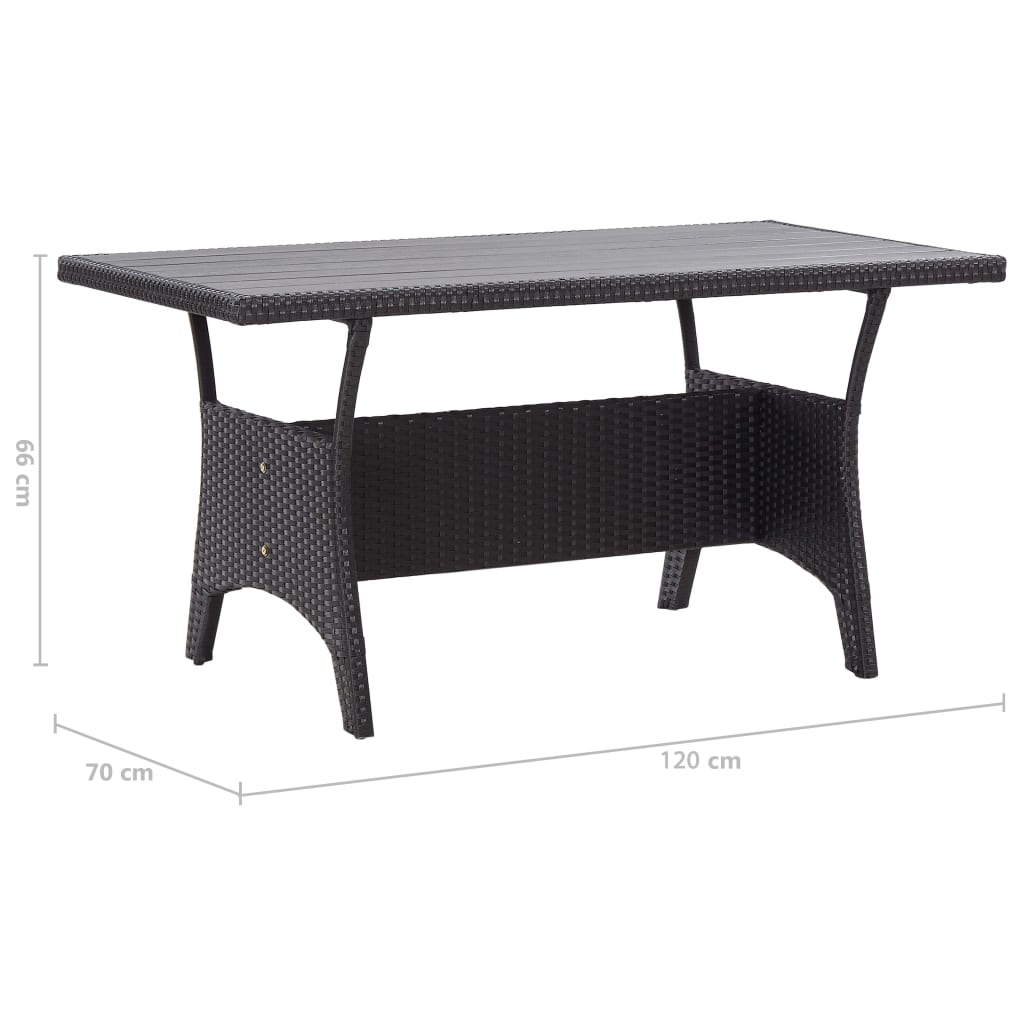 Set comedor de jardín 3 pzas con cojines ratán sintético negro