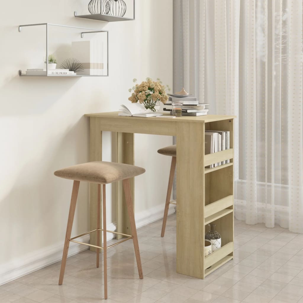 Mesa alta com prateleira de arrumação cinzento betão 102x50x103,5 cm