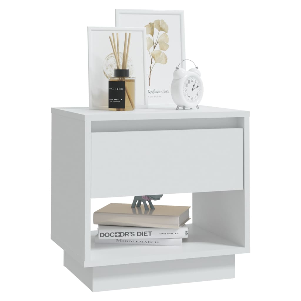 Mesita de noche madera contrachapada blanco 45x34x44 cm