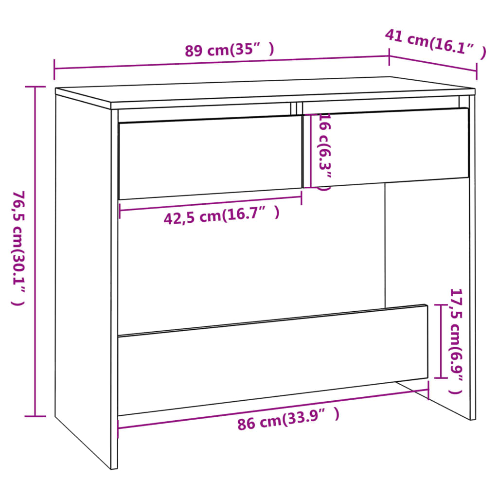 Mesa consola de madera contrachapada blanco 89x41x76,5 cm