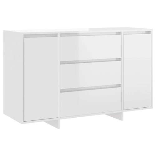 Aparador com 3 gavetas contraplacado branco brilhante 120x41x75 cm