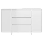 Aparador con 3 cajones contrachapado blanco brillo 120x41x75 cm