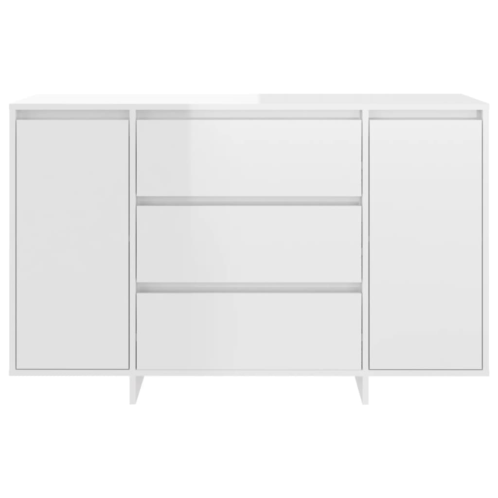 Aparador con 3 cajones contrachapado blanco brillo 120x41x75 cm