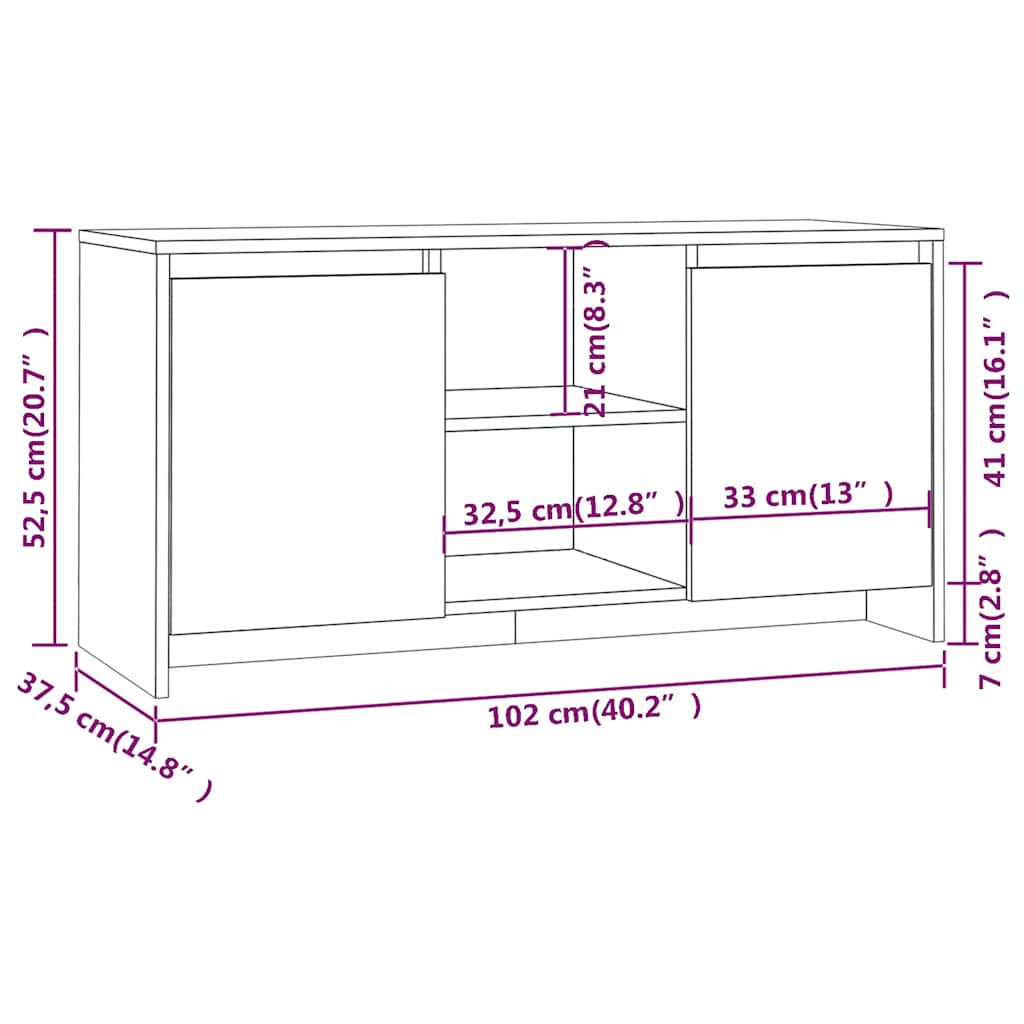Mueble de TV madera contrachapada roble Sonoma 102x37,5x52,5 cm