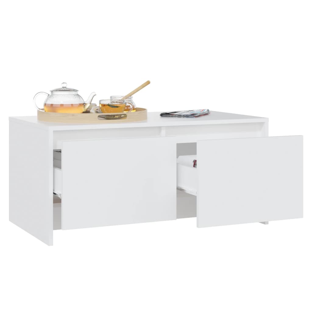 Mesa de centro madera contrachapada blanco 90x50x41,5 cm