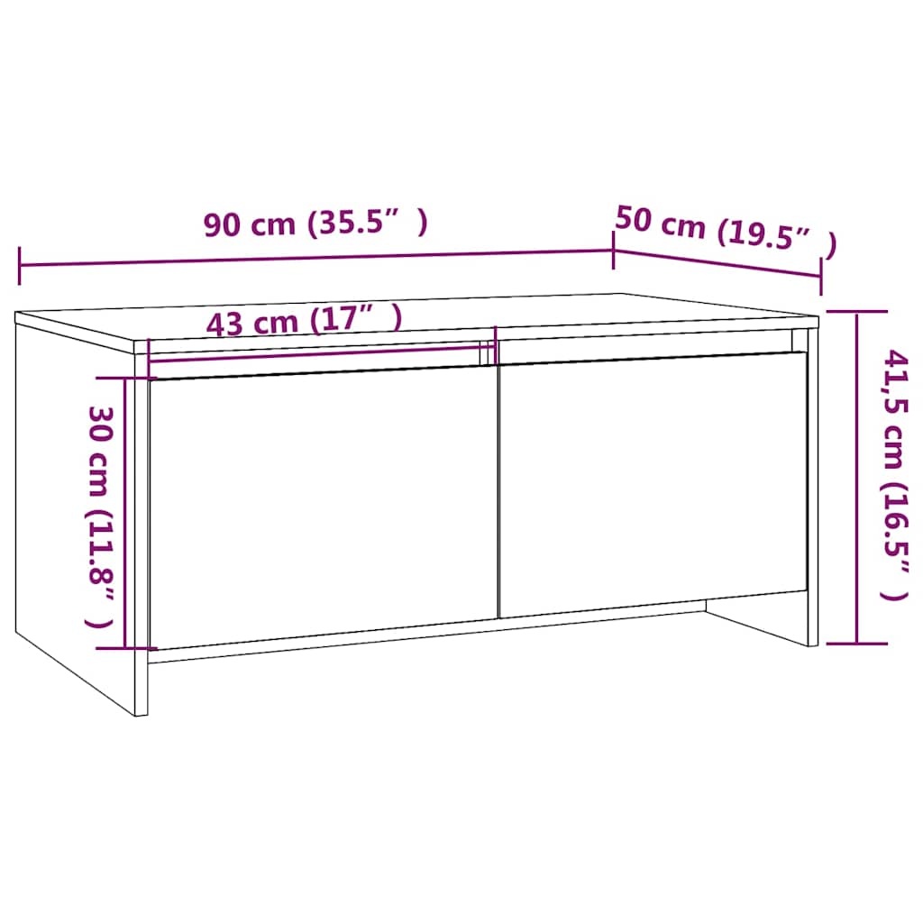 Mesa de centro madera contrachapada blanco 90x50x41,5 cm