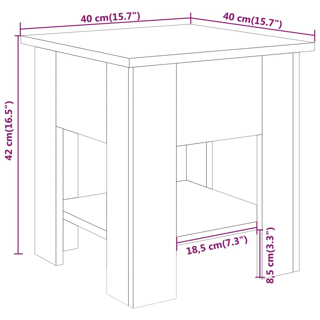 Mesa de centro blanco madera contrachapada 40x40x42 cm