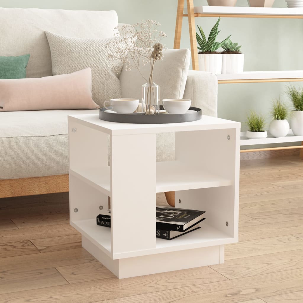Mesa de centro de madera de ingeniería blanca 102x55x43 cm
