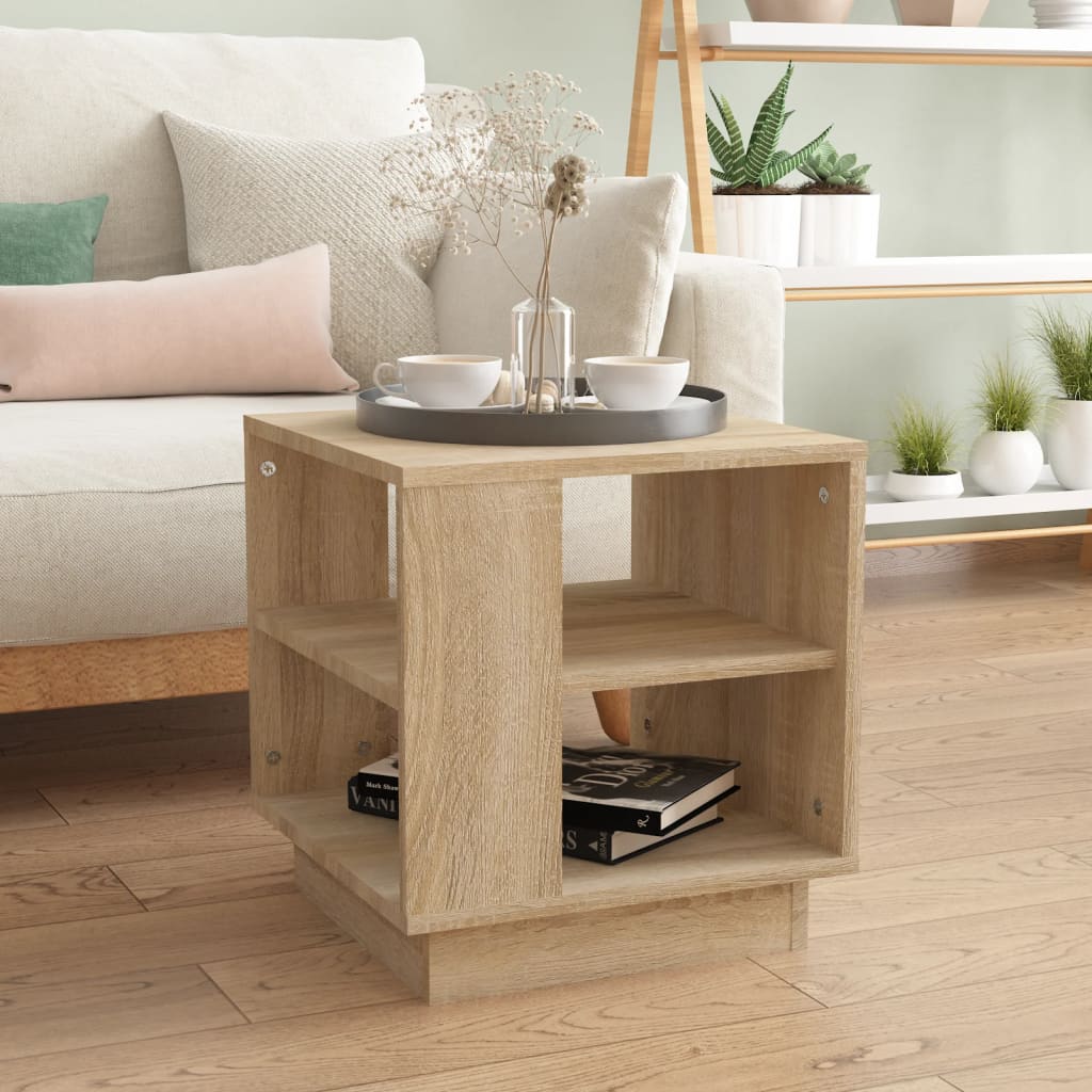 Mesa de centro de madera de ingeniería blanca 102x55x43 cm