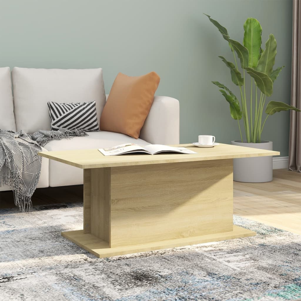 Mesa de centro madera contrachapada negro 102x55,5x40 cm