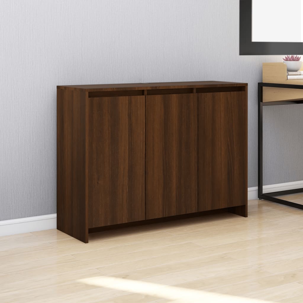 Aparador de madera contrachapada blanco 102x33x75 cm