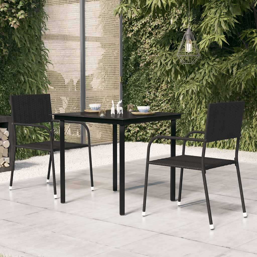 Garden Dining Table Black Steel and Glass 140x70x74 cm