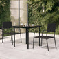 Mesa de comedor de jardín acero y vidrio negra 140x70x74 cm