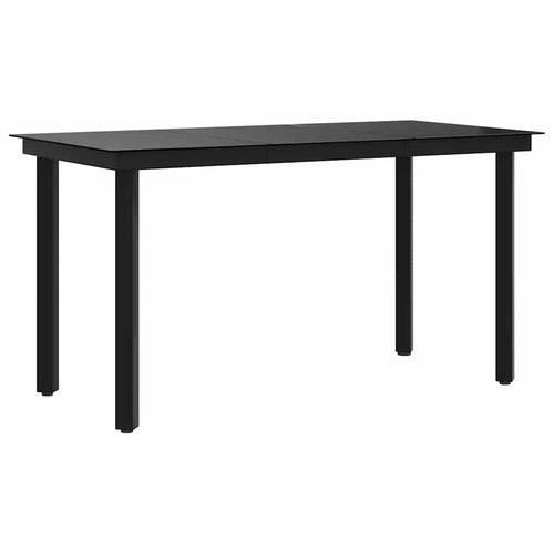 Garden Dining Table Black Steel and Glass 140x70x74 cm