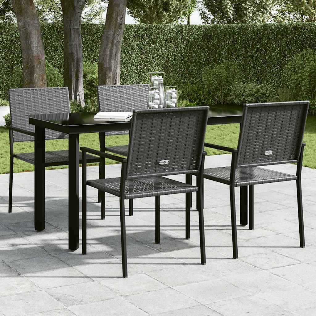 Mesa de comedor de jardín acero y vidrio negra 140x70x74 cm